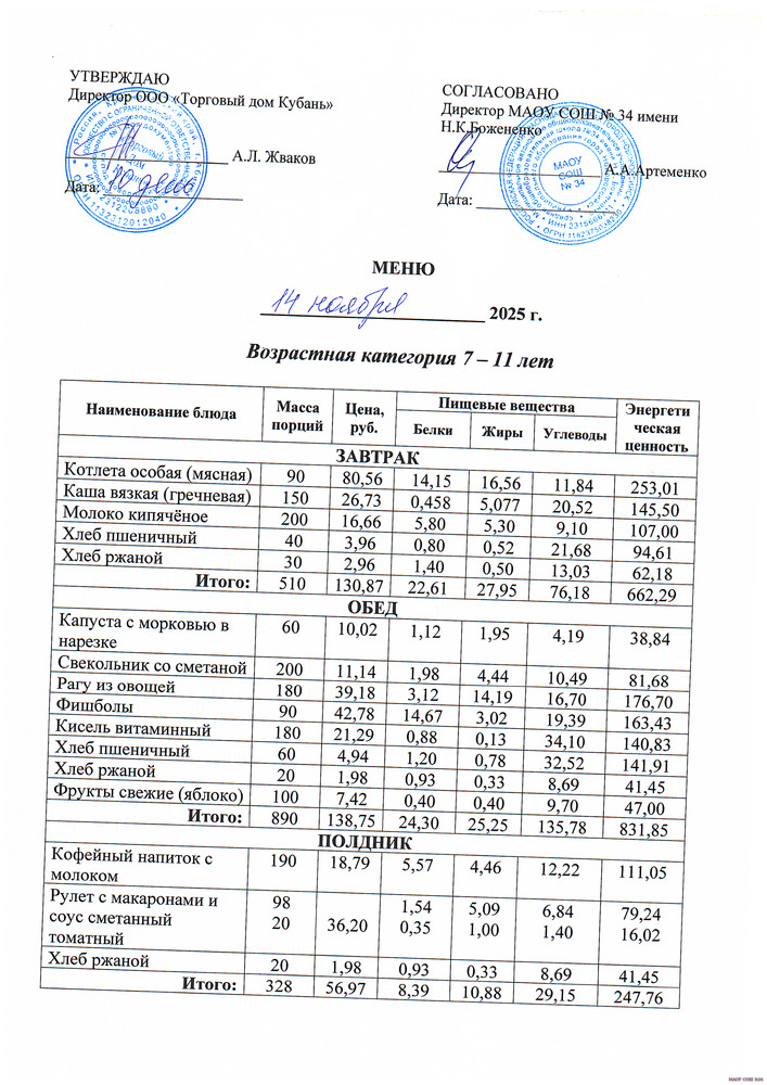ежедневное меню 14.11.2025