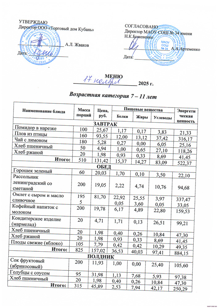 ежедневное меню 17.11.2025
